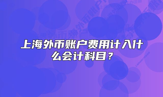 上海外幣賬戶費用計入什么會計科目？