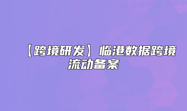 【跨境研發(fā)】臨港數(shù)據(jù)跨境流動(dòng)備案