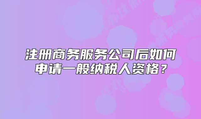 注冊商務(wù)服務(wù)公司后如何申請一般納稅人資格？