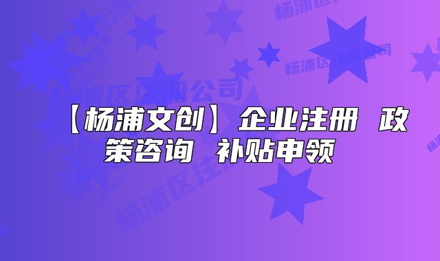 【楊浦文創(chuàng)】企業(yè)注冊(cè) 政策咨詢 補(bǔ)貼申領(lǐng)