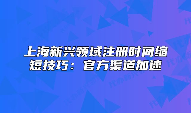 上海新興領(lǐng)域注冊(cè)時(shí)間縮短技巧：官方渠道加速