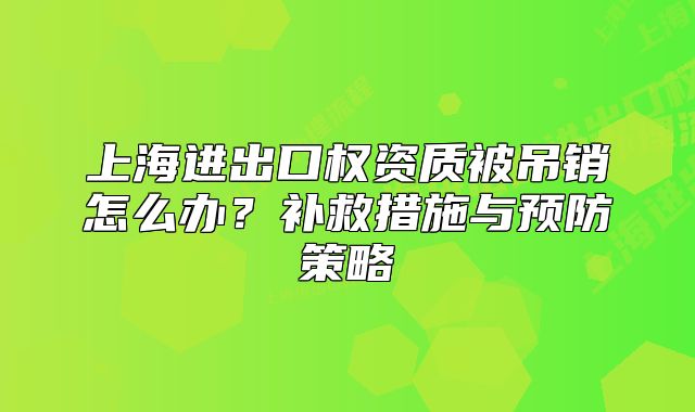 上海進(jìn)出口權(quán)資質(zhì)被吊銷怎么辦？補(bǔ)救措施與預(yù)防策略