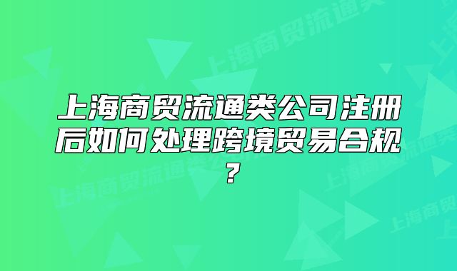 上海商貿(mào)流通類公司注冊后如何處理跨境貿(mào)易合規(guī)？