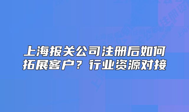 上海報關公司注冊后如何拓展客戶？行業(yè)資源對接