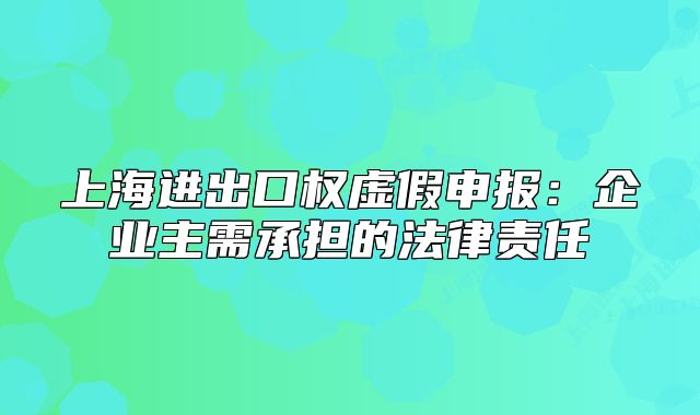上海進(jìn)出口權(quán)虛假申報(bào)：企業(yè)主需承擔(dān)的法律責(zé)任