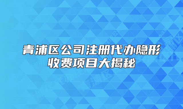 青浦區(qū)公司注冊代辦隱形收費項目大揭秘