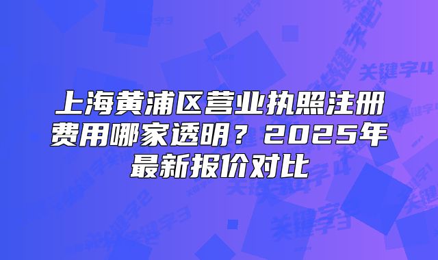 上海黃浦區(qū)營(yíng)業(yè)執(zhí)照注冊(cè)費(fèi)用哪家透明？2025年最新報(bào)價(jià)對(duì)比