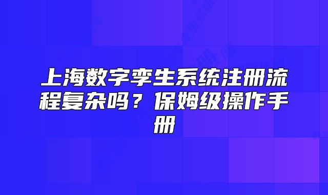 上海數(shù)字孿生系統(tǒng)注冊(cè)流程復(fù)雜嗎？保姆級(jí)操作手冊(cè)
