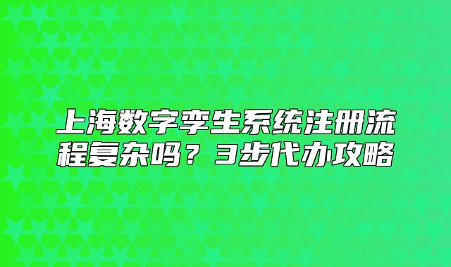 上海數(shù)字孿生系統(tǒng)注冊(cè)流程復(fù)雜嗎？3步代辦攻略
