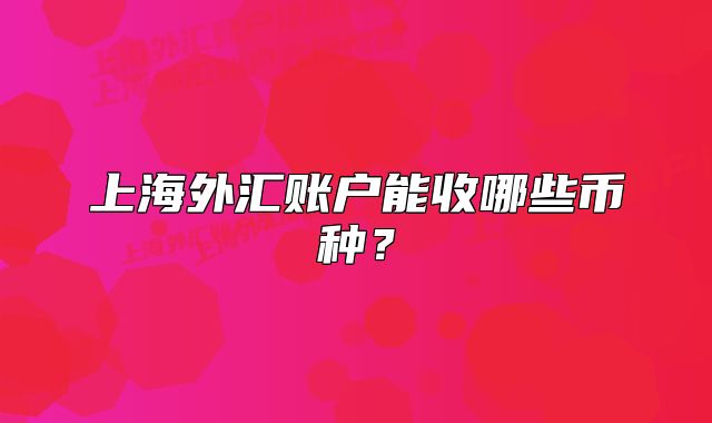 上海外匯賬戶能收哪些幣種？