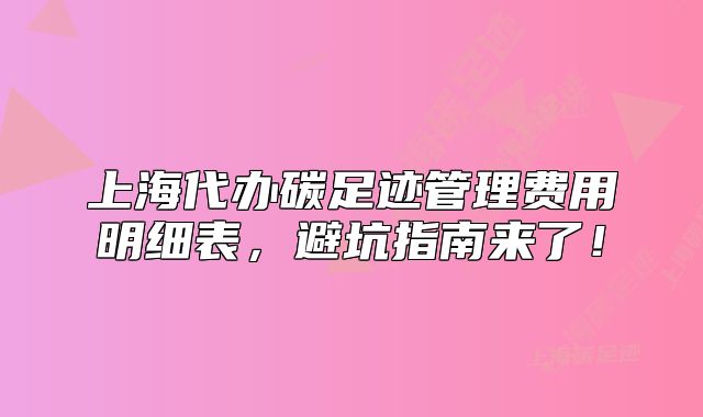 上海代辦碳足跡管理費用明細表，避坑指南來了！