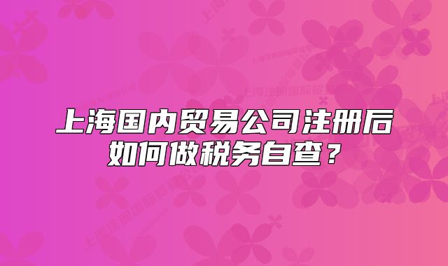 上海國內(nèi)貿(mào)易公司注冊后如何做稅務(wù)自查？