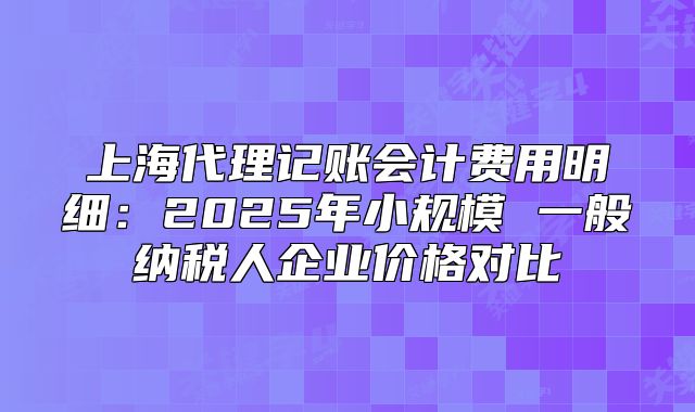 上海代理記賬會(huì)計(jì)費(fèi)用明細(xì)：2025年小規(guī)模 一般納稅人企業(yè)價(jià)格對(duì)比