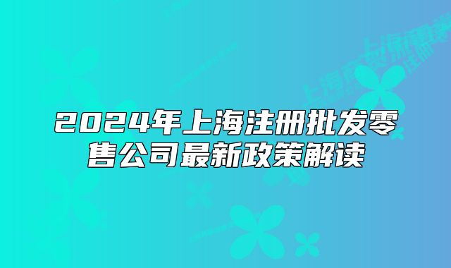 2024年上海注冊(cè)批發(fā)零售公司最新政策解讀