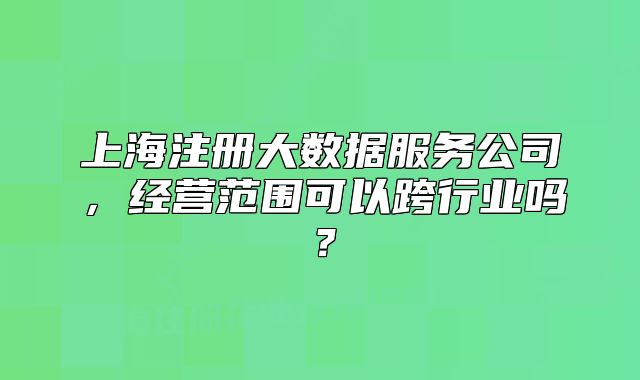 上海注冊(cè)大數(shù)據(jù)服務(wù)公司，經(jīng)營范圍可以跨行業(yè)嗎？