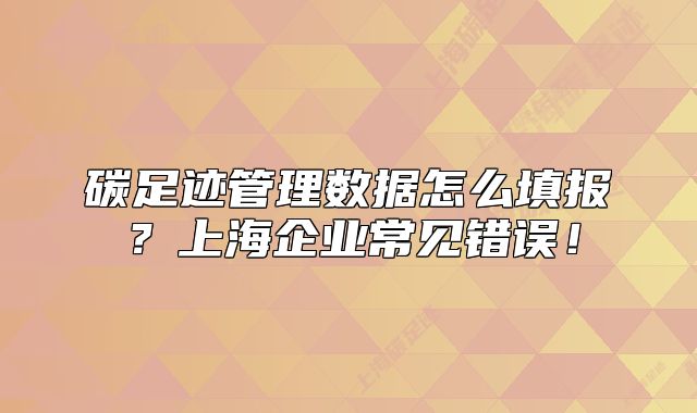 碳足跡管理數(shù)據(jù)怎么填報？上海企業(yè)常見錯誤！