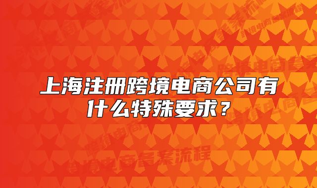 上海注冊(cè)跨境電商公司有什么特殊要求？