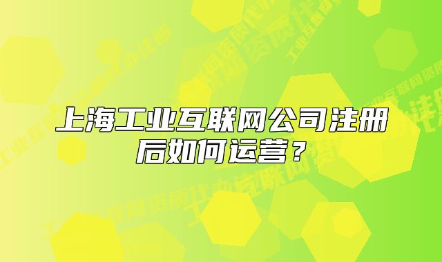 上海工業(yè)互聯(lián)網(wǎng)公司注冊(cè)后如何運(yùn)營(yíng)？