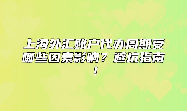 上海外匯賬戶代辦周期受哪些因素影響？避坑指南！