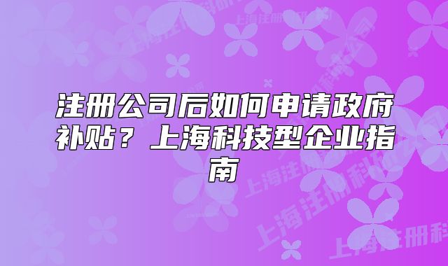 注冊(cè)公司后如何申請(qǐng)政府補(bǔ)貼？上?？萍夹推髽I(yè)指南