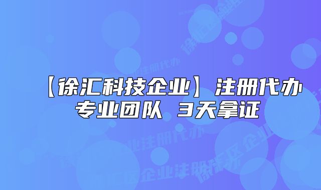 【徐匯科技企業(yè)】注冊(cè)代辦 專業(yè)團(tuán)隊(duì) 3天拿證
