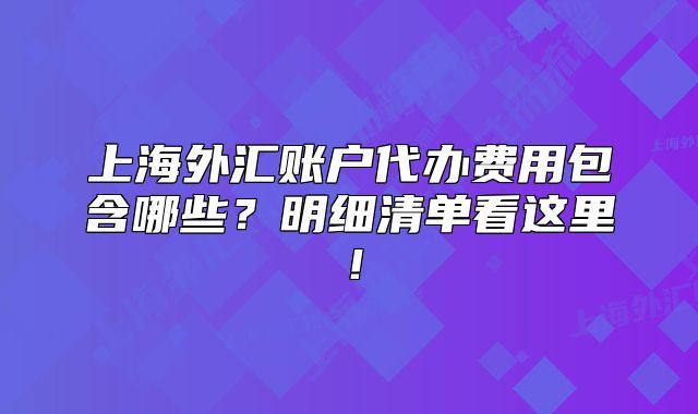 上海外匯賬戶代辦費(fèi)用包含哪些？明細(xì)清單看這里！