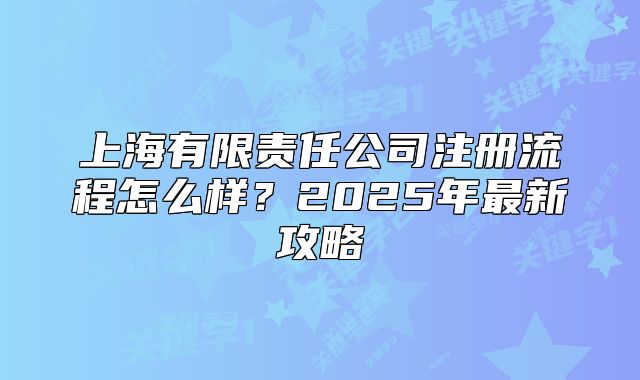 上海有限責任公司注冊流程怎么樣？2025年最新攻略