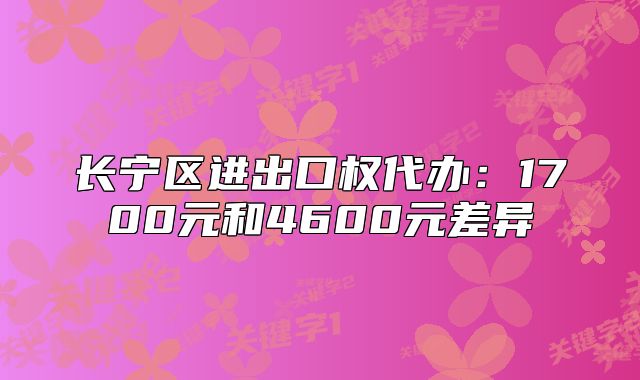 長(zhǎng)寧區(qū)進(jìn)出口權(quán)代辦：1700元和4600元差異