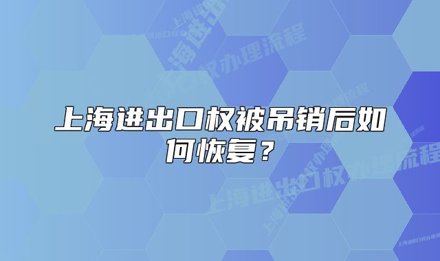 上海進(jìn)出口權(quán)被吊銷后如何恢復(fù)？