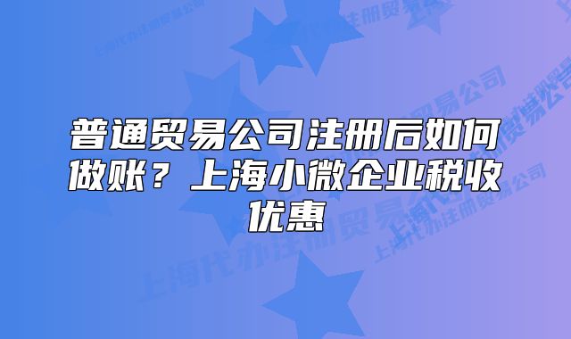 普通貿(mào)易公司注冊(cè)后如何做賬？上海小微企業(yè)稅收優(yōu)惠