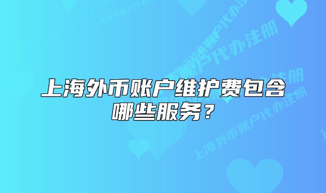 上海外幣賬戶維護費包含哪些服務(wù)？