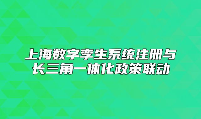 上海數(shù)字孿生系統(tǒng)注冊與長三角一體化政策聯(lián)動