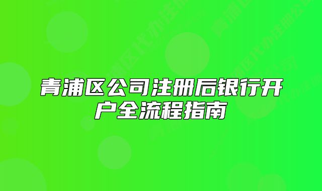 青浦區(qū)公司注冊(cè)后銀行開(kāi)戶全流程指南
