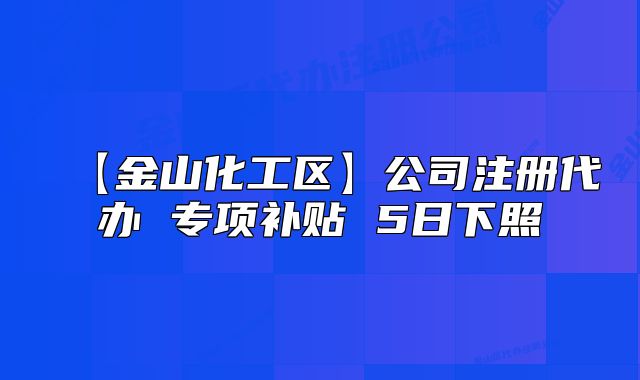 【金山化工區(qū)】公司注冊代辦 專項(xiàng)補(bǔ)貼 5日下照