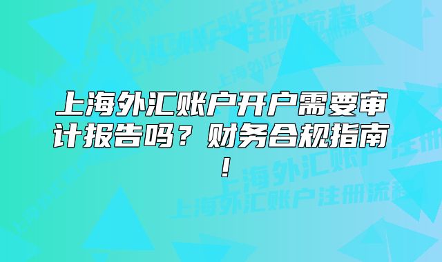 上海外匯賬戶開戶需要審計(jì)報(bào)告嗎？財(cái)務(wù)合規(guī)指南！