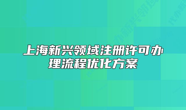 上海新興領(lǐng)域注冊(cè)許可辦理流程優(yōu)化方案