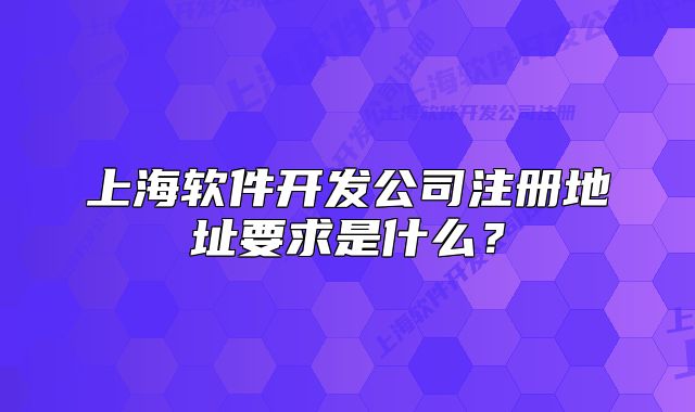 上海軟件開發(fā)公司注冊地址要求是什么？