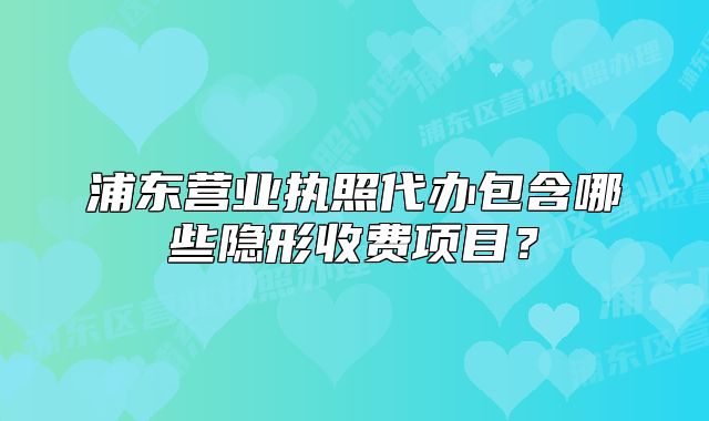 浦東營業(yè)執(zhí)照代辦包含哪些隱形收費項目？