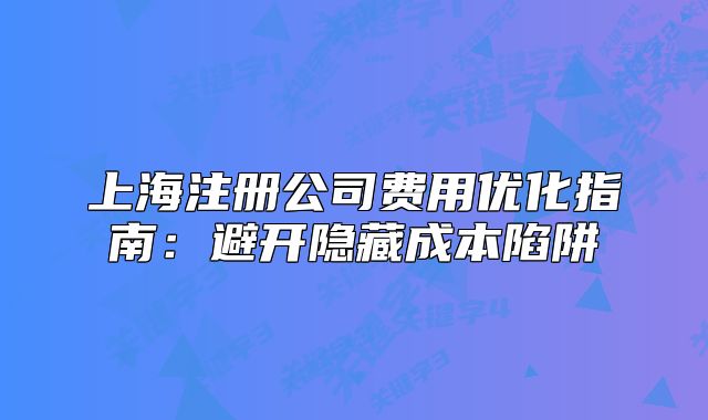 上海注冊(cè)公司費(fèi)用優(yōu)化指南：避開(kāi)隱藏成本陷阱