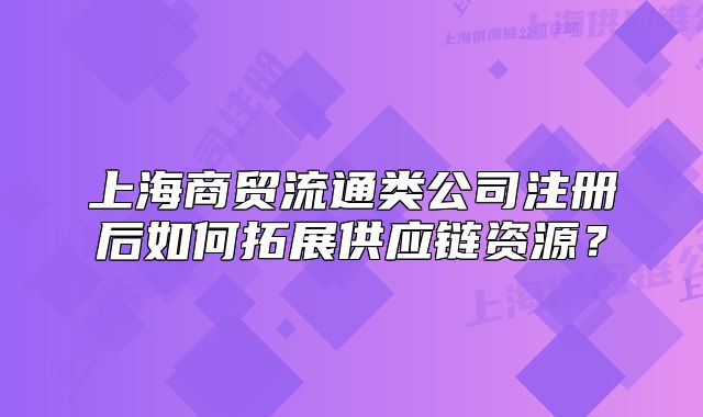 上海商貿流通類公司注冊后如何拓展供應鏈資源？