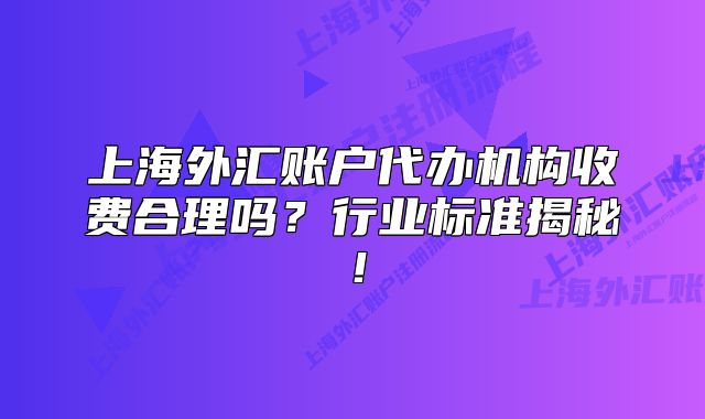 上海外匯賬戶代辦機構(gòu)收費合理嗎？行業(yè)標準揭秘！