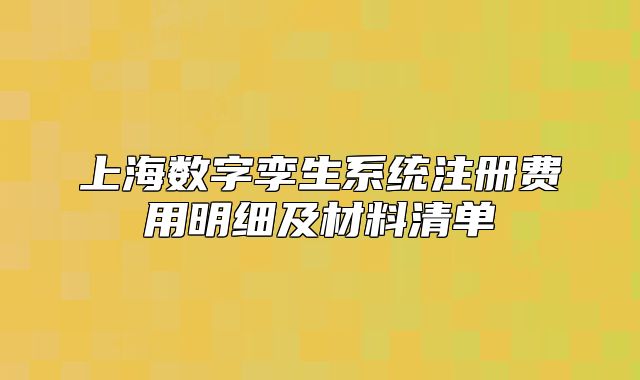 上海數(shù)字孿生系統(tǒng)注冊(cè)費(fèi)用明細(xì)及材料清單