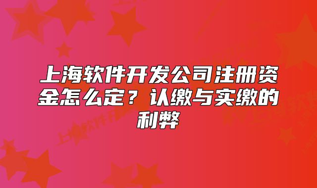 上海軟件開發(fā)公司注冊資金怎么定？認繳與實繳的利弊