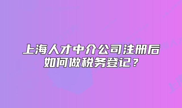 上海人才中介公司注冊后如何做稅務(wù)登記？