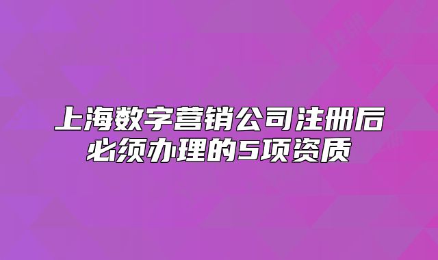 上海數(shù)字營(yíng)銷公司注冊(cè)后必須辦理的5項(xiàng)資質(zhì)