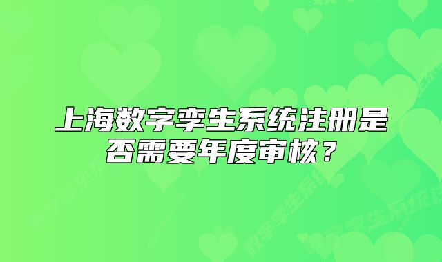 上海數(shù)字孿生系統(tǒng)注冊(cè)是否需要年度審核?