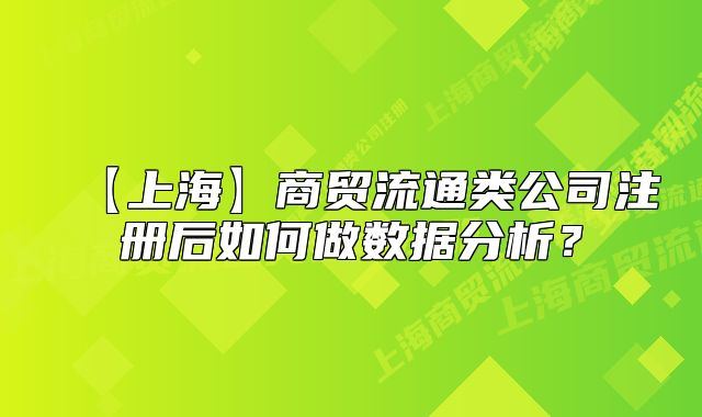 【上海】商貿(mào)流通類(lèi)公司注冊(cè)后如何做數(shù)據(jù)分析？