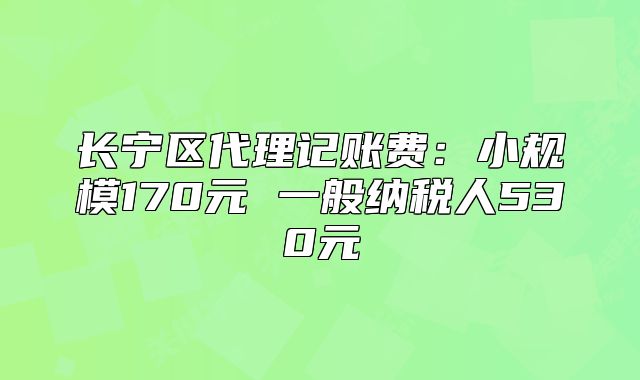 長(zhǎng)寧區(qū)代理記賬費(fèi)：小規(guī)模170元 一般納稅人530元