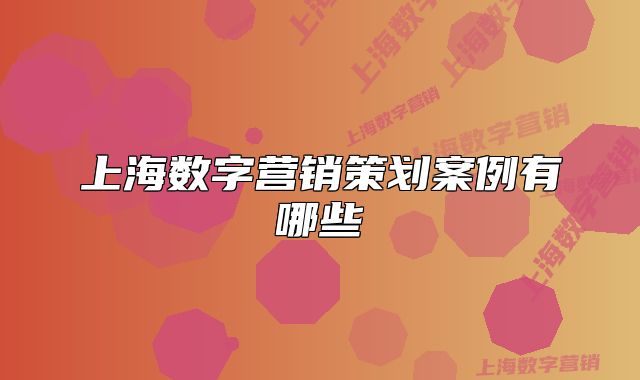 上海數(shù)字營(yíng)銷策劃案例有哪些