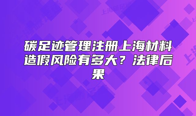 碳足跡管理注冊(cè)上海材料造假風(fēng)險(xiǎn)有多大？法律后果